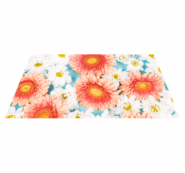 Vibrant blossom flower vinyl rug - TenStickers