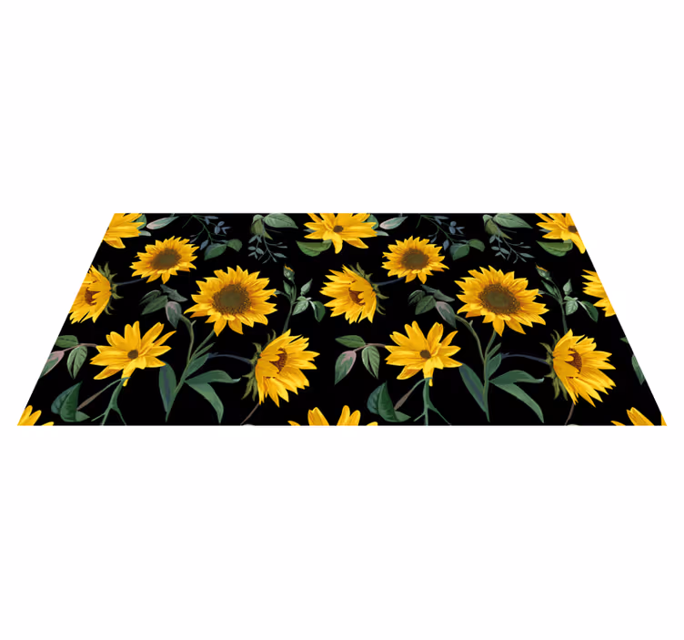 Sunflower Floral Pattern flower vinyl rug - TenStickers