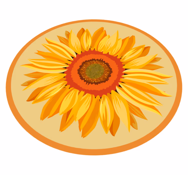 Sunflower Round flower vinyl rug - TenStickers