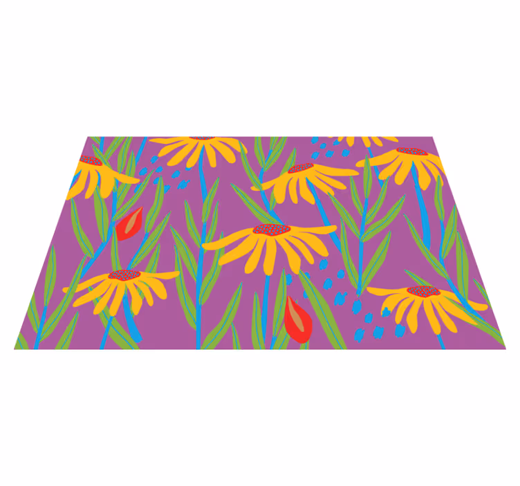 Purple botanical arrangement flower vinyl rug - TenStickers