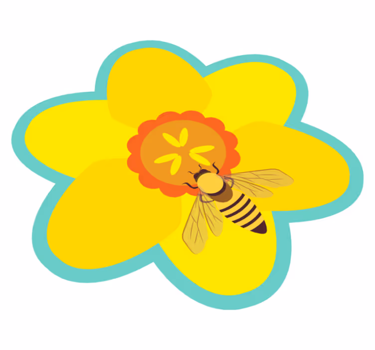Bee on a sunflower flower vinyl rug - TenStickers