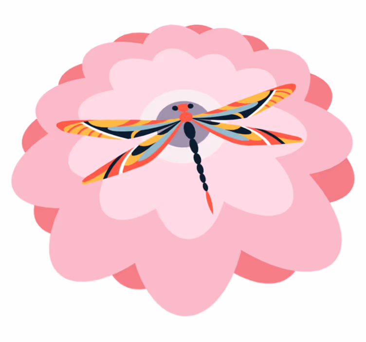 Colorful Dragonfly Centerpiece flower vinyl rug - TenStickers