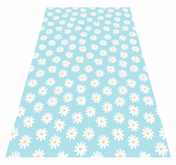 Daisy blue motif flower vinyl rug - TenStickers