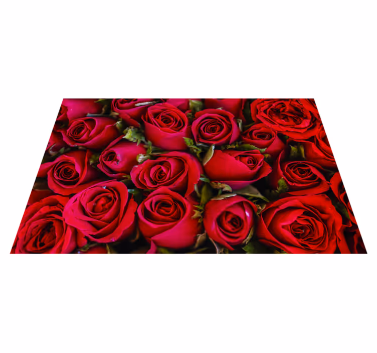 Vibrant Red Roses entrance hall vinyl rug - TenStickers