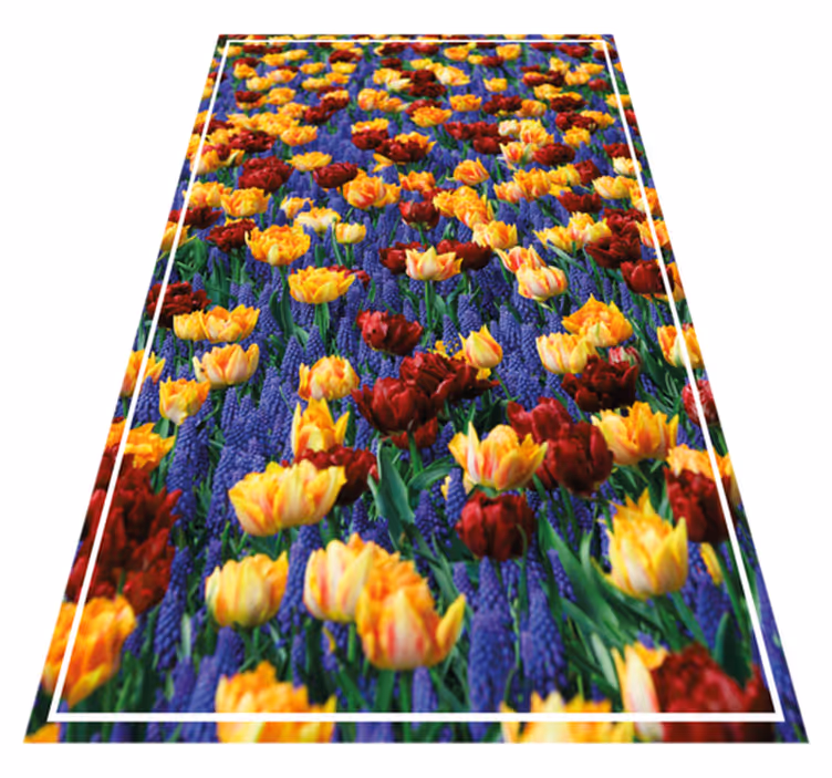 Tulip garden design flower vinyl rug - TenStickers