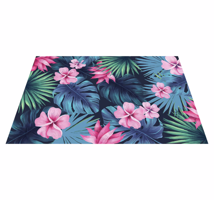 Tropical Floral Motif flower vinyl rug - TenStickers