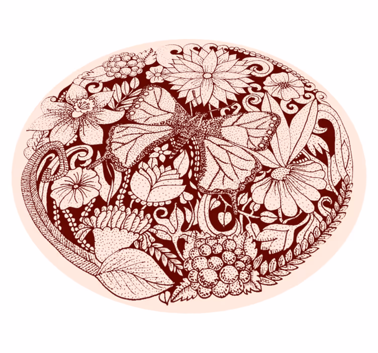 Vintage flower and butterflies nature vinyl rug - TenStickers