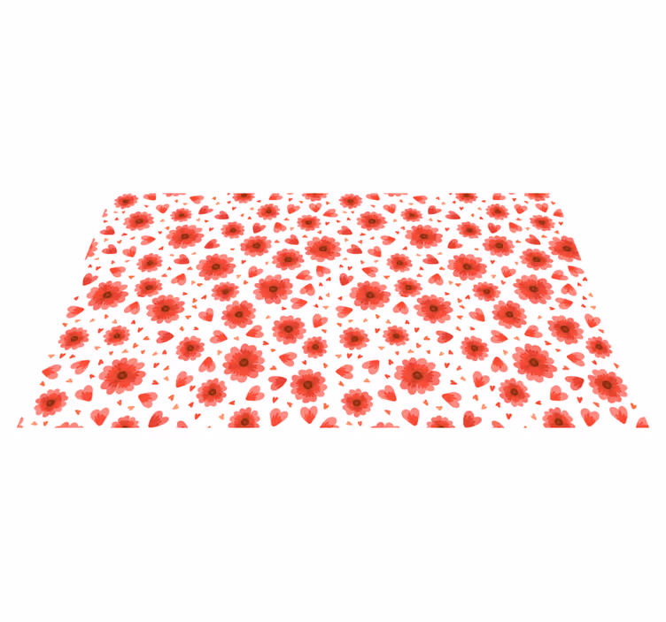 Floral Heart Pattern flower vinyl rug - TenStickers