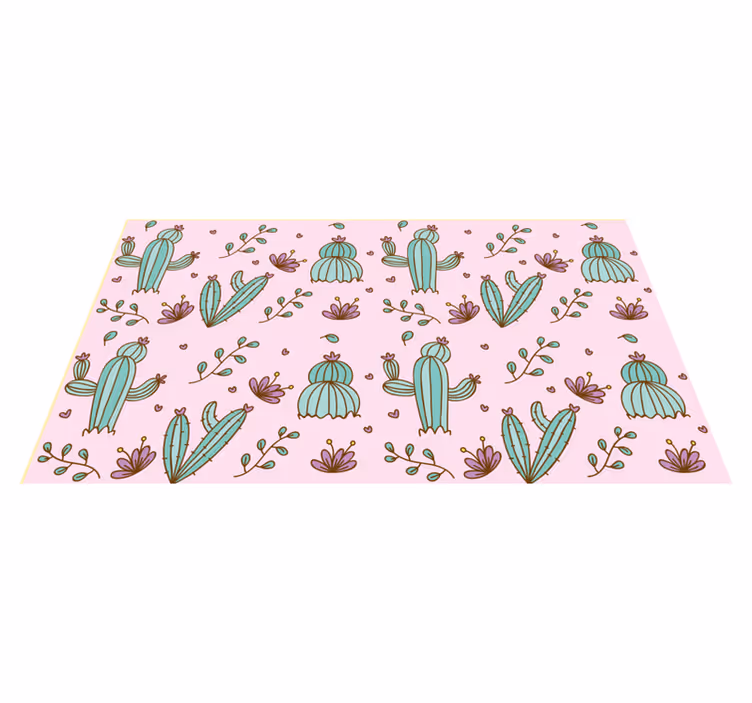 Cactus Floral Pattern flower vinyl rug - TenStickers