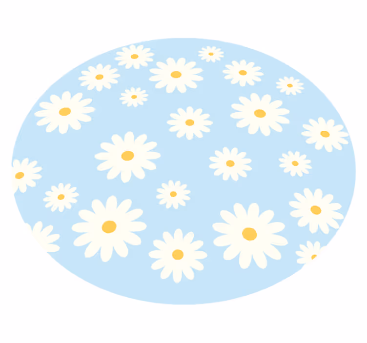 Daisy floral emblem living room vinyl rug - TenStickers