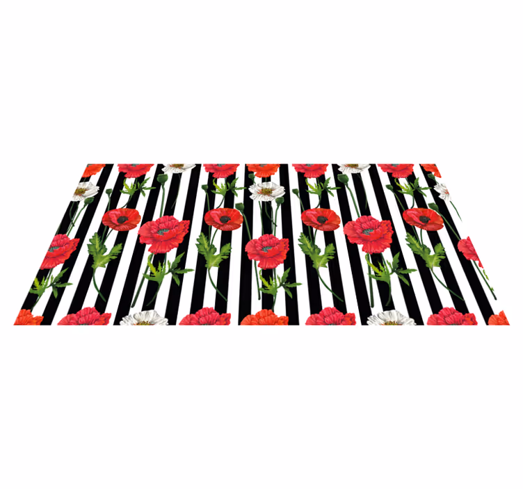 Floral Striped Pattern flower vinyl rug - TenStickers