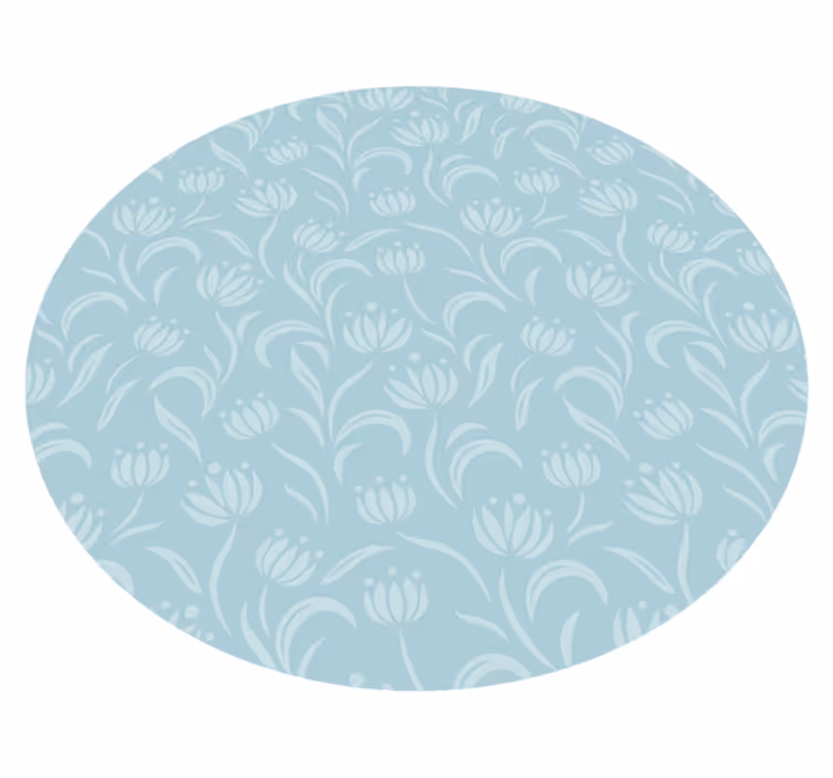 Blue soft pattern flower vinyl rug - TenStickers