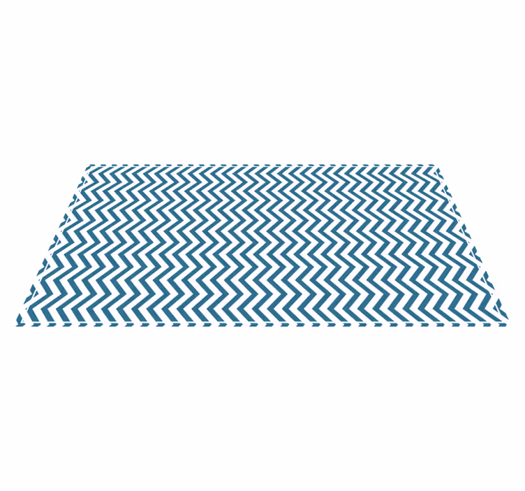 Blue and white chevron style stripes vinyl rug - TenStickers