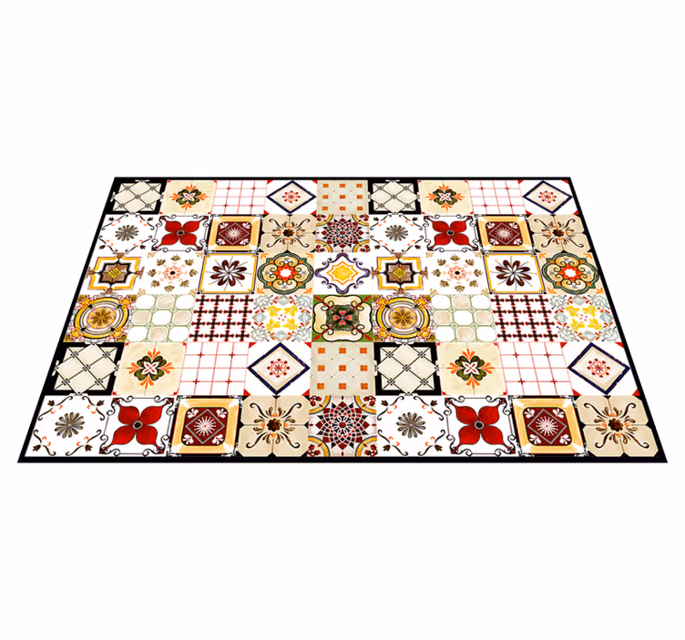 Colorful mosaic patterns tile vinyl rug - TenStickers