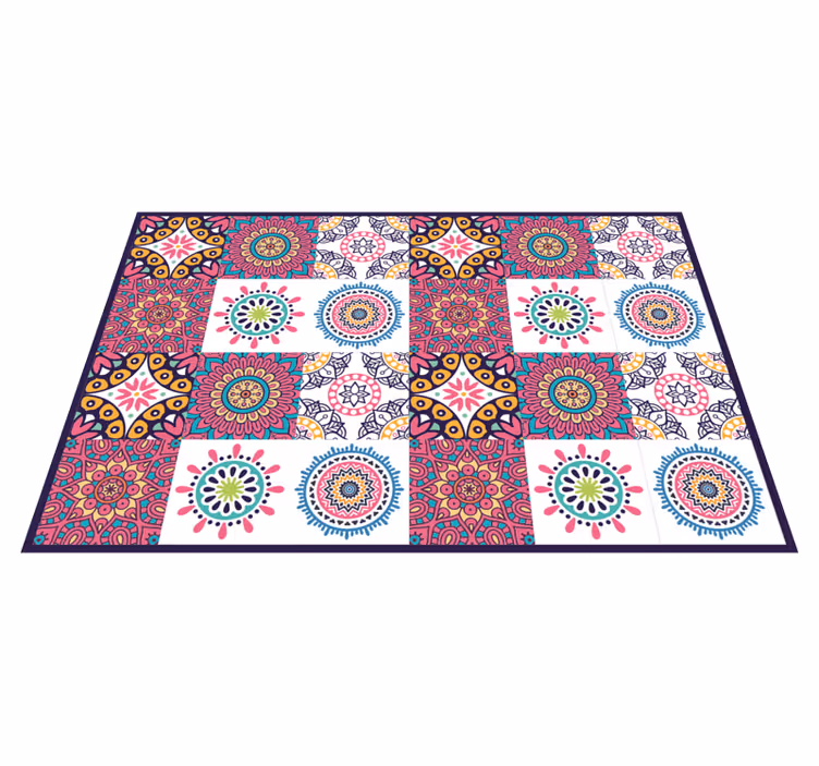 Modern colorful mandala kitchen floor tiles - TenStickers