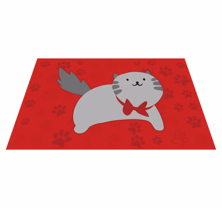 Cheerful Cat Illustration animal vinyl rug - TenStickers