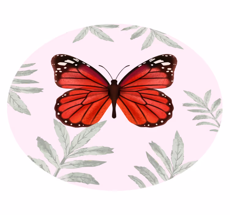 Butterfly Design flower vinyl rug - TenStickers