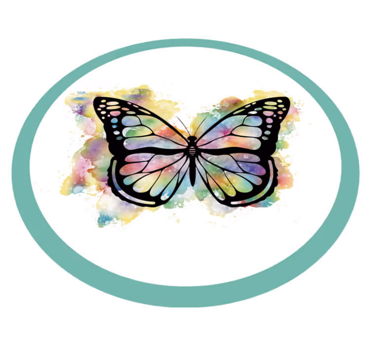 Painted butterfly design circular rug - TenStickers