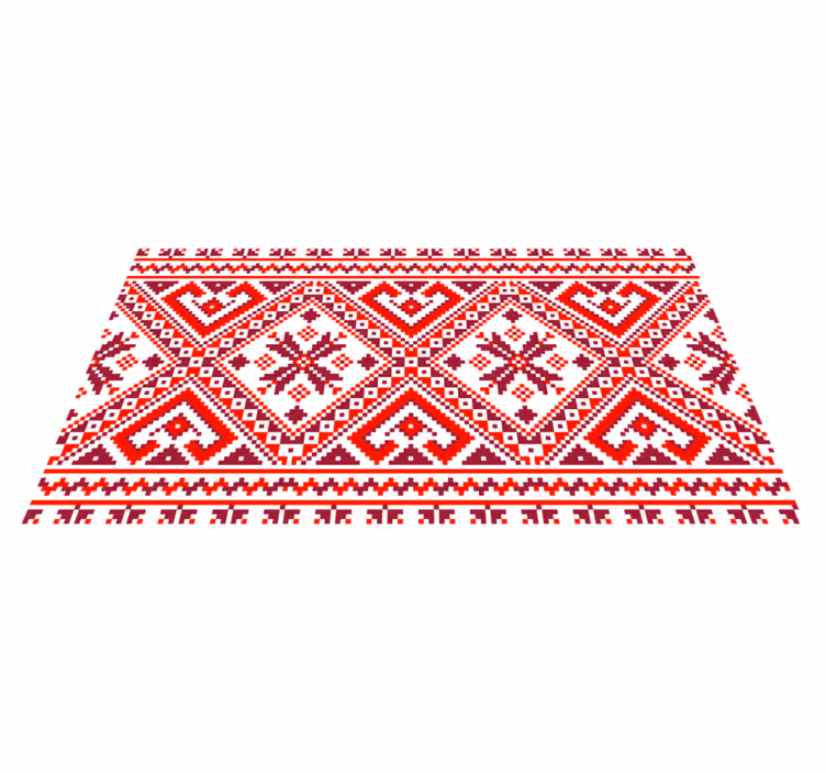 Vibrant geometric arrangement ethnic vinyl rug - TenStickers