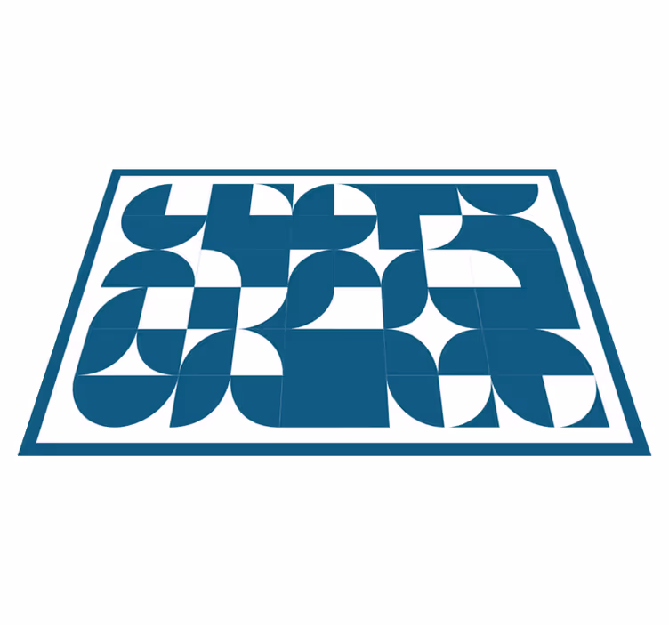 Blue abstract motif geometric vinyl rug - TenStickers