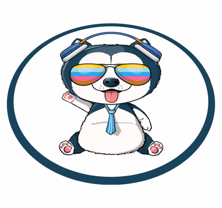Cool Doggy Character kids vinyl rug - TenStickers