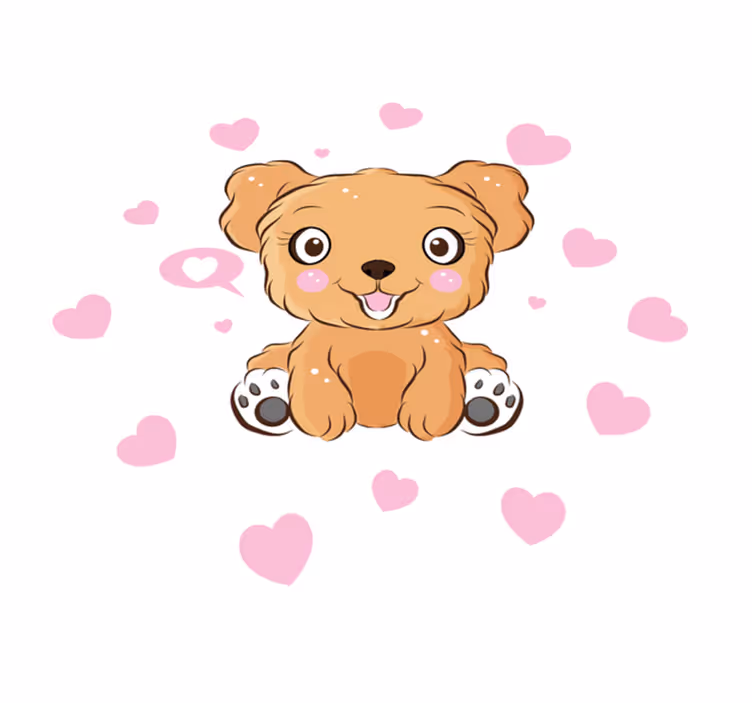 Cute puppy illustration circular vinyl rug - TenStickers