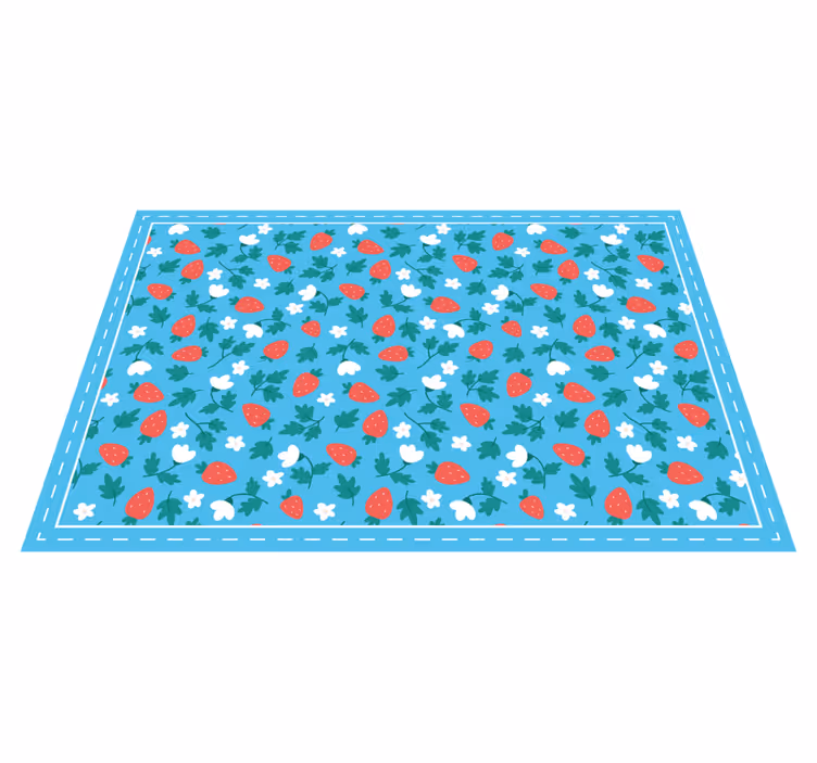 Strawberry Floral Motif kitchen vinyl rug - TenStickers