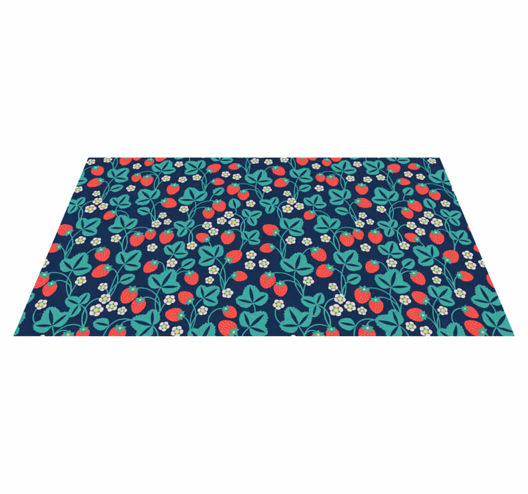 Strawberry Floral Inspiration flower vinyl rug - TenStickers