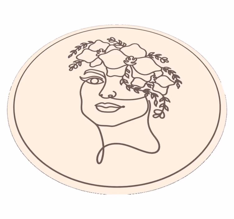 Botanical Sketch Illustration circular vinyl rug - TenStickers