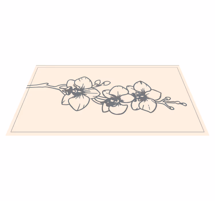 Orchids nature line art floral rug - TenStickers