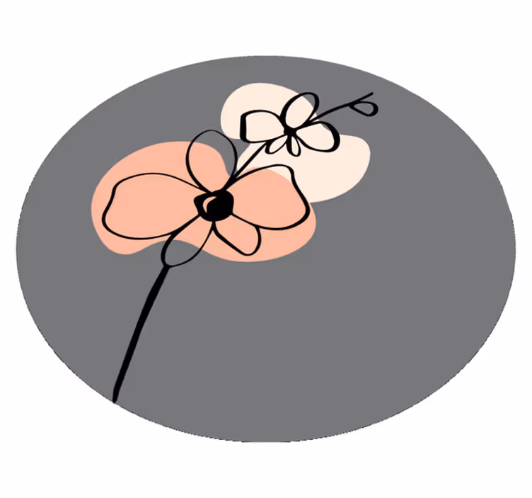 Minimalist stylish grey design flower vinyl rug - TenStickers