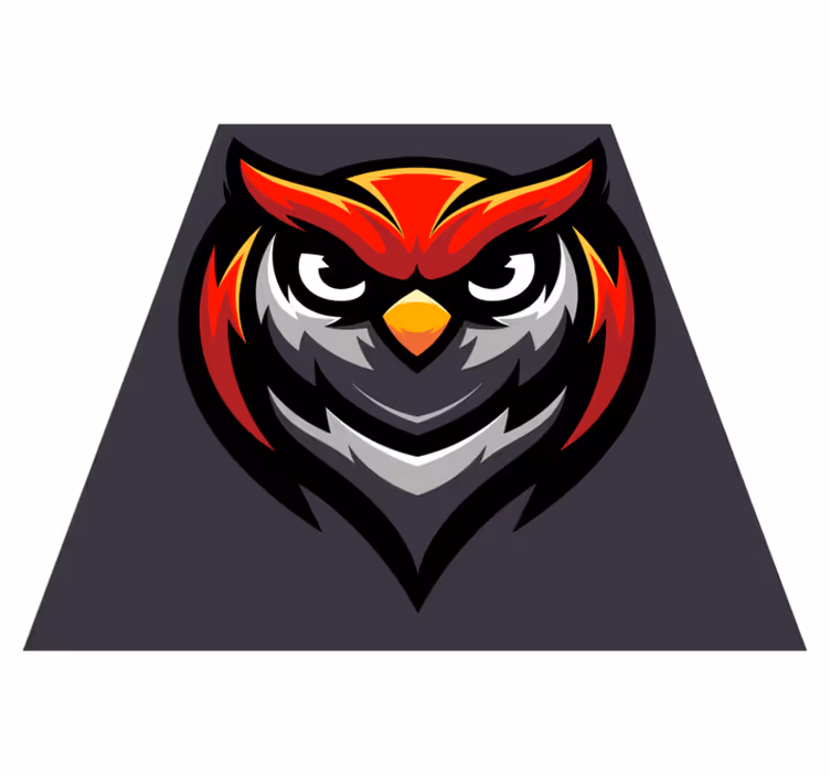 Red gaming mascot Owl bedroom rug - TenStickers