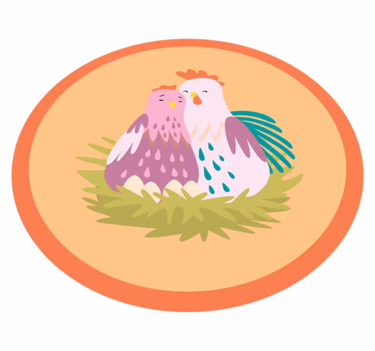 Charming Feathered Friends circular vinyl rug - TenStickers