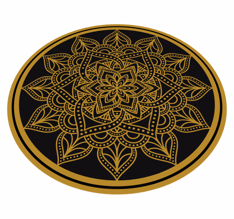 Golden Sun form mandala vinyl rug - TenStickers