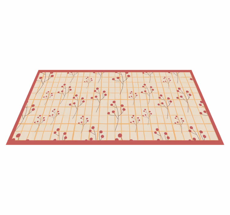 Checked pattern with berries living room rug - TenStickers