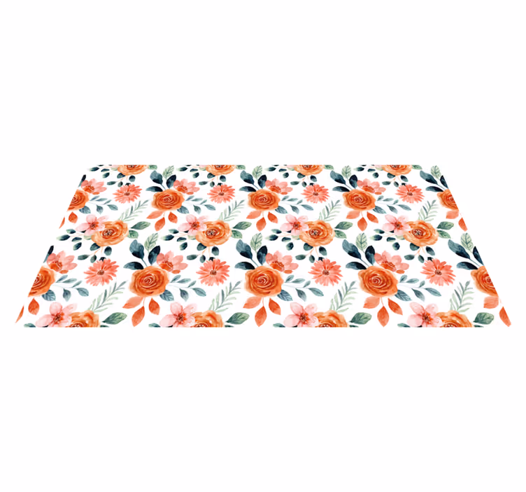Delightful Botanical Motif flower vinyl rug - TenStickers