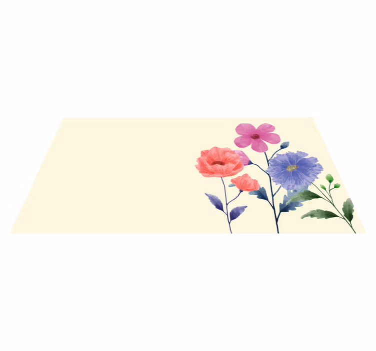 Flower vinyl rug in lively botanical design - TenStickers