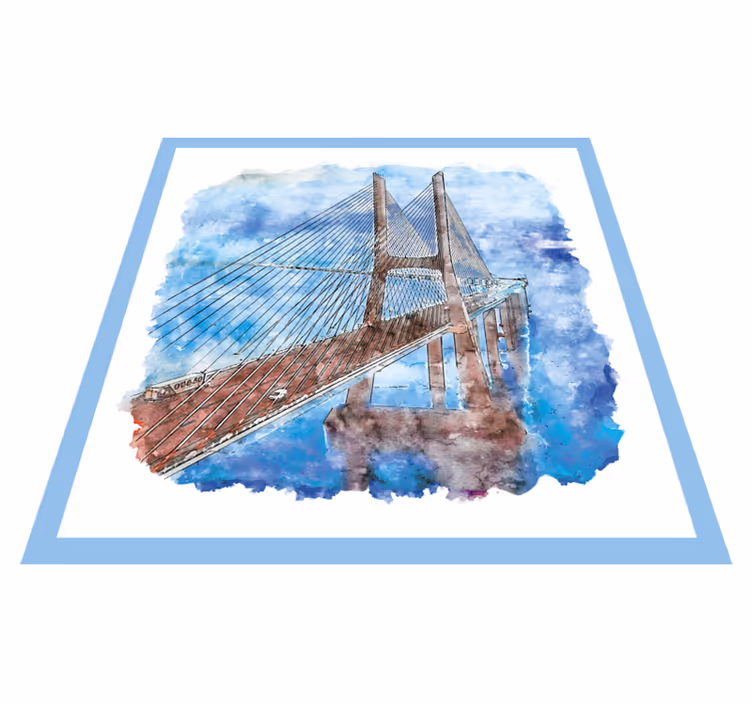 Bridge lisbon portugal watercolor vinyl rug - TenStickers