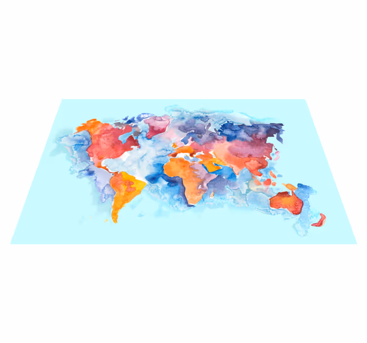 Colorful Worldwide Map world map vinyl rug - TenStickers