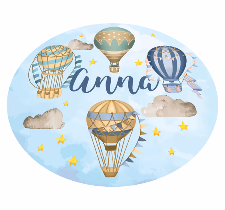 Blue balloons with stars personalised mat - TenStickers