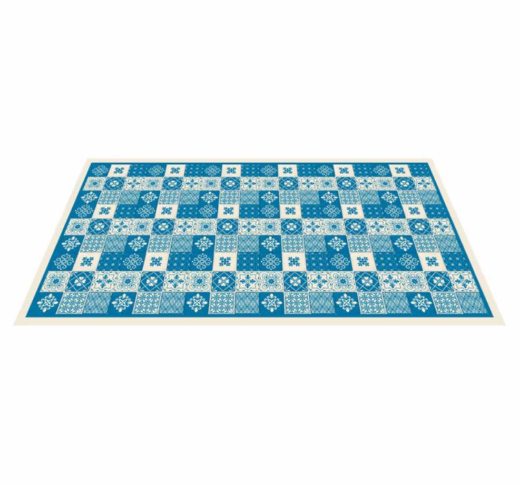 Patterned blue  mosaic tile vinyl rug - TenStickers