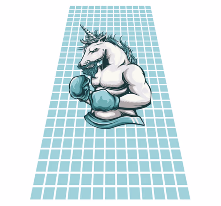 Boxing Unicorn Illustration teenager vinyl rug - TenStickers