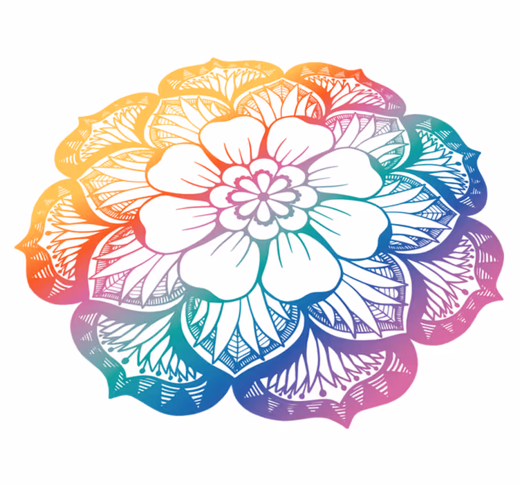 Colorful Floral Motif mandala vinyl rug - TenStickers
