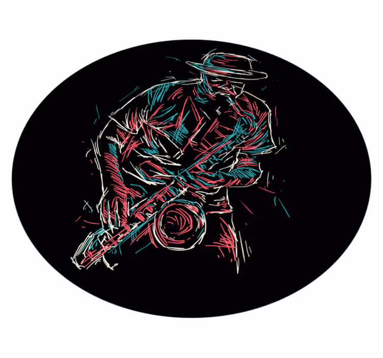 Jazz Musician Performance circular vinyl rug - TenStickers
