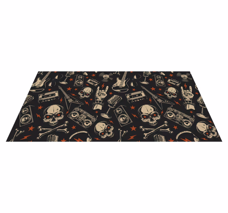 Skull Music Theme teenager vinyl rug - TenStickers