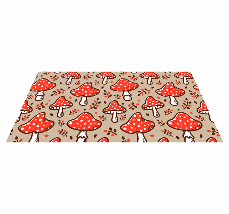 Vibrant Fungal Motifs flower vinyl rug - TenStickers