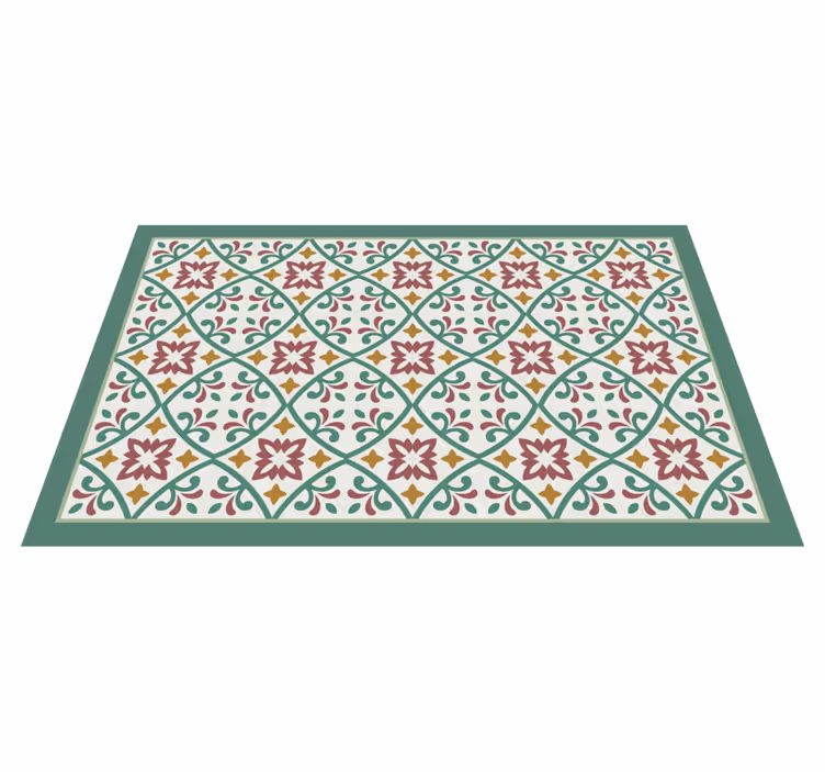 Elegant floral mosaic kitchen vinyl rug - TenStickers