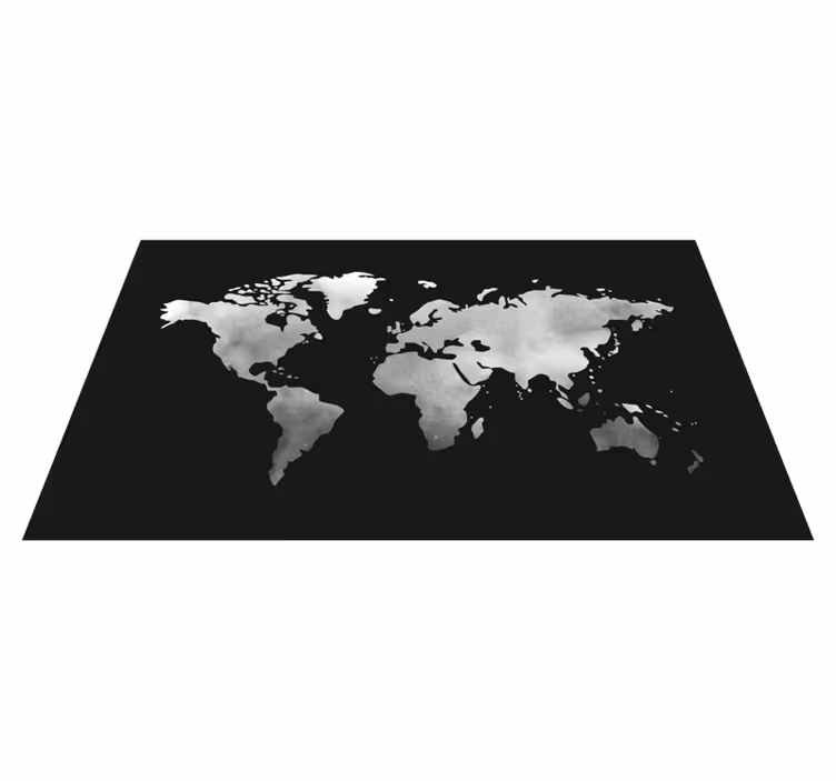 gray metal effect world map vinyl rug - TenStickers