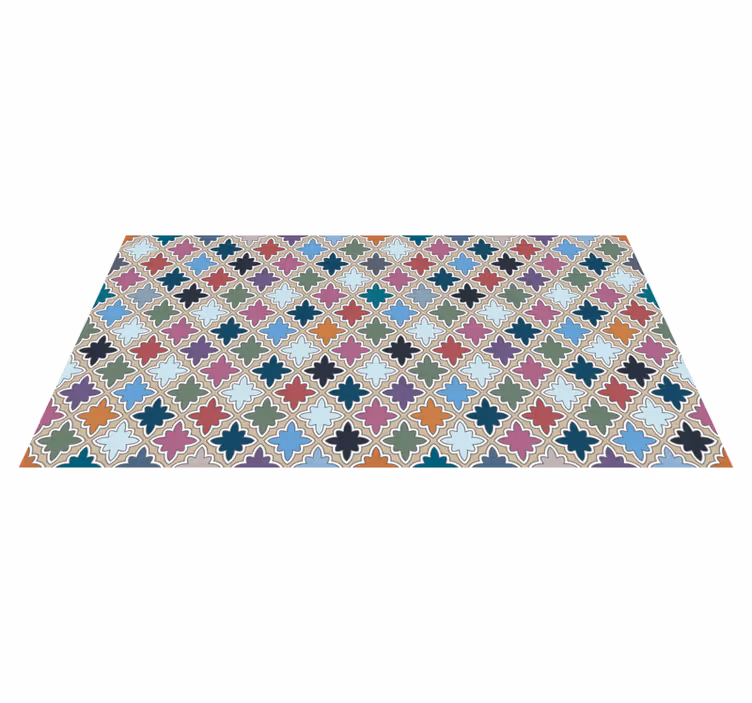 Mosaic vinyl rug lively floral arrangement - TenStickers