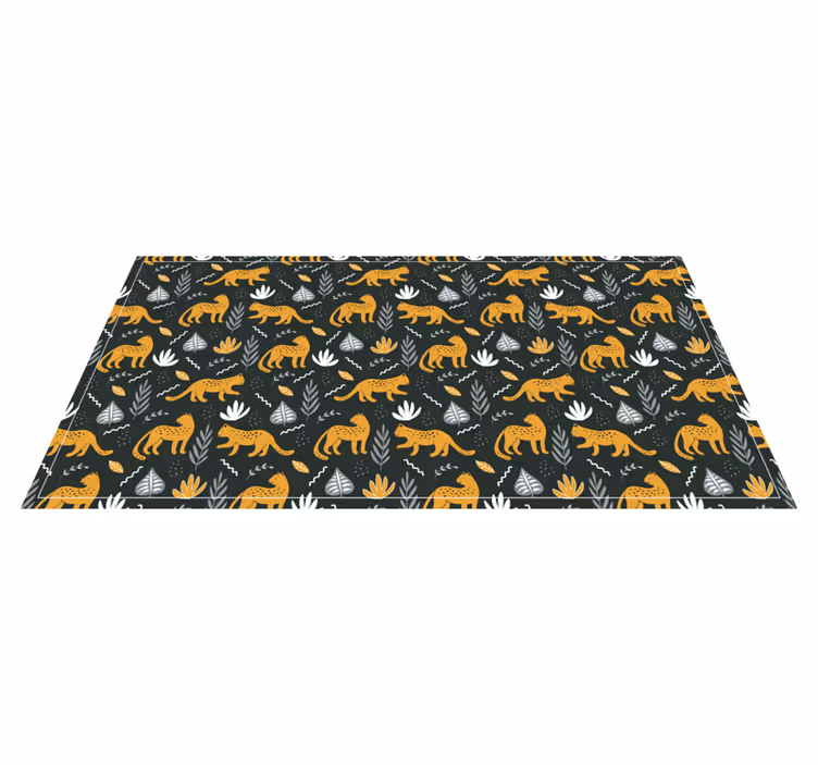 Leopard walk dark background pattern animal rug - TenStickers